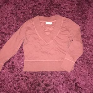 Dusty Rose RD Style V-neck Cropped Pullover